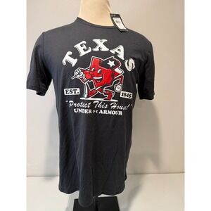 Under Armour Texas T-Shirt Men's Large Black Graphic Print Short Sleeve